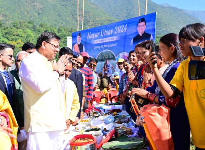 CM Pushkar Dhami inaugurates Nayar Utsav-2024 in Yamkeshwar, announces 7 key development projects, including roads and stadium construction.