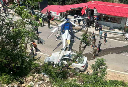 Helicopter Makes Emergency Landing on Highway, All Safe