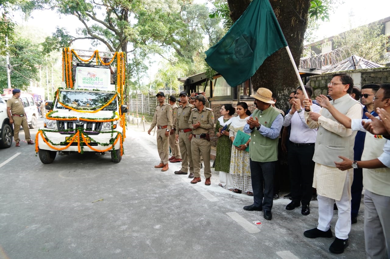 Dhami flags off awareness rally to mark launch of Wildlife Week