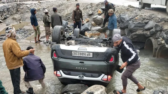 Delhi Pilgrims’ Car Falls Into Drain on Gangotri Highway, Four Injured Including Child